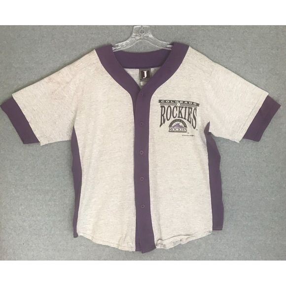 Vintage 1993 Colorado Rockies Jersey-Style Shirt Mens L/XL 1st Year‎ MLB Season